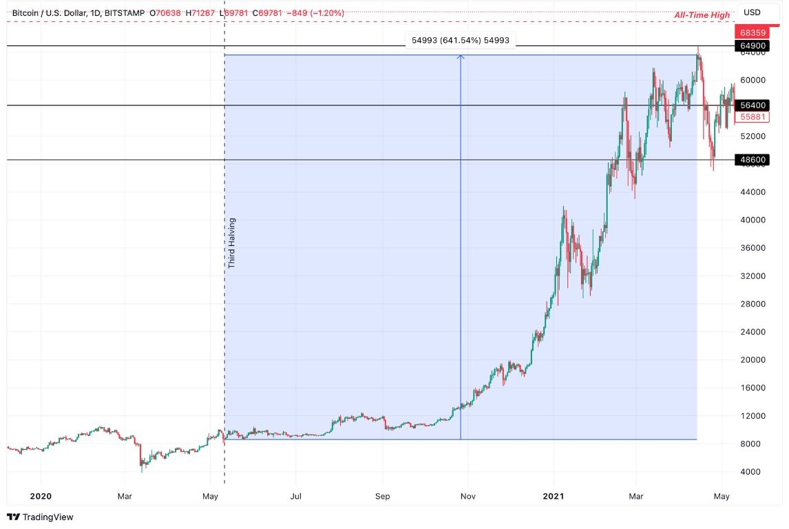 Grafico del Terzo Halving Bitcoin dell'11 Maggio 2020 Grafico del Terzo Halving Bitcoin dell'11 Maggio 2020
